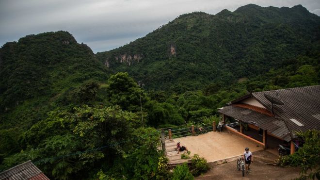 Mountain area where cave is located.