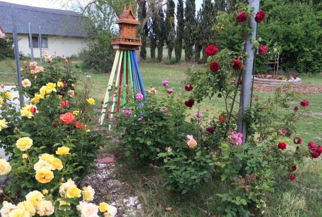 Rose Garden and Spirit House at The Holy Vajrasana Temple