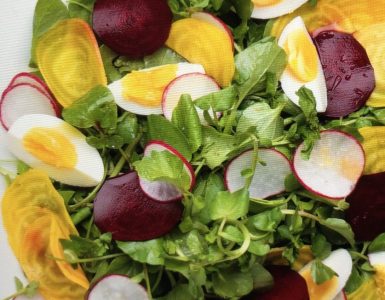 Raw Beet Salad with Eggs.