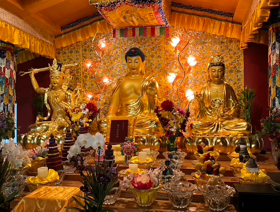 Photo of the Buddha Hall, The Holy Vajrasana Temple & Retreat Center, Sanger, California.