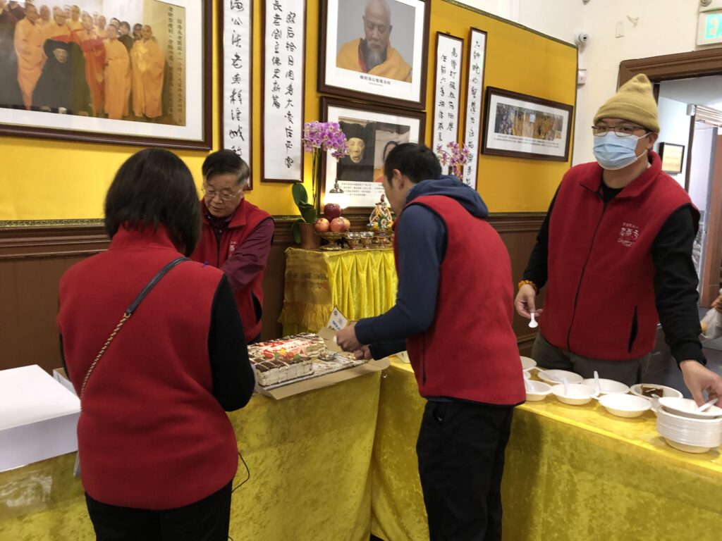 Photo of Serving and enjoying the anniversary cake at Hua Zang Si.