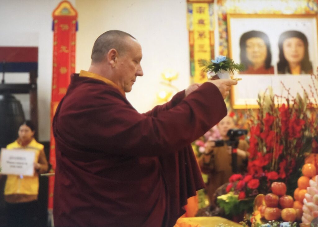 Photo of Fazang Lama making offering at Holy Miracles Temple, 2024 Lunar New Year   Dharma Assembly. 