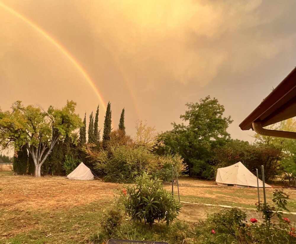 Photo of Solitary Retreat Tents after rain and dust storm.