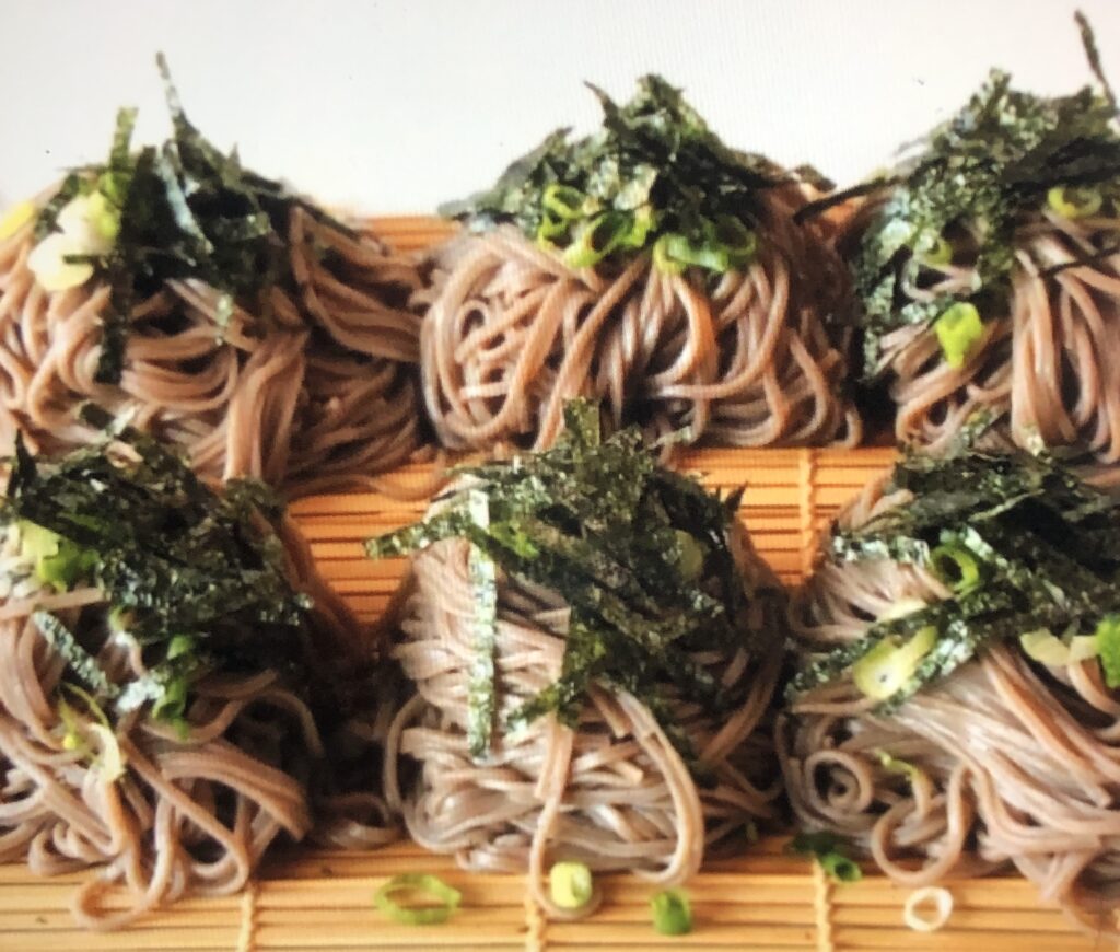 Photo of cold Japanese soba noodles.