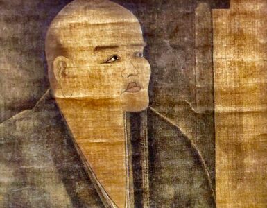 Photo of Eihei Dogen watching the moon at the Hokyo-ji Monastery, Japan, ca 1250.