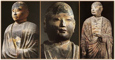 Photos of statues of early disciples of Shakyamuni Buddha (5th-6th century BCE).